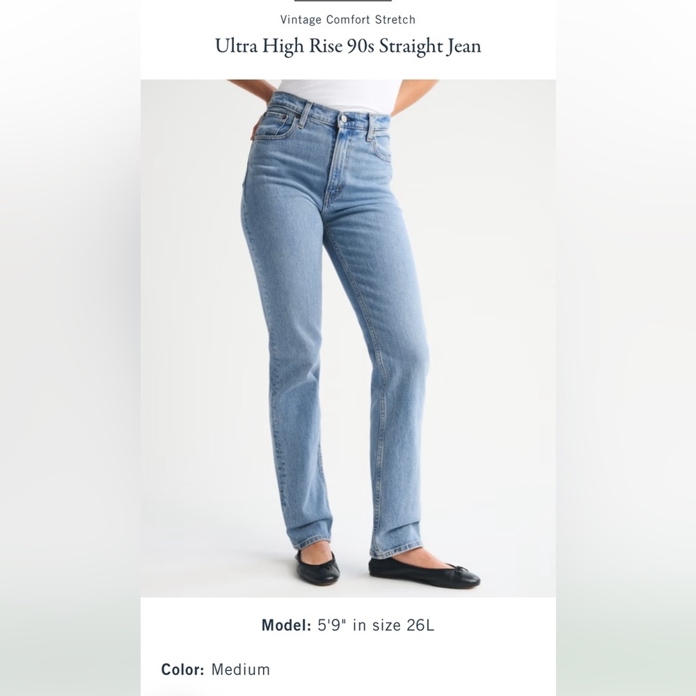 Abercrombie & Fitch Medium Light Blue Ultra High Rise Straight Jeans